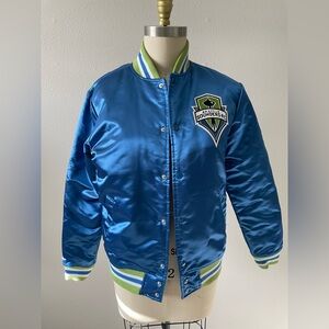 Mitchell & Ness Seattle Sounders FC Blue Satin Jacket